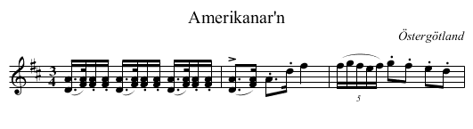 Amerikanar'n - staff notation