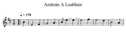 Amhr&aacute;n A Leabhair - staff notation