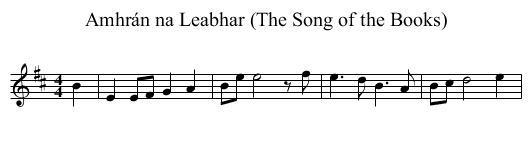 Amhr&aacute;n na Leabhar (The Song of the Books) - staff notation