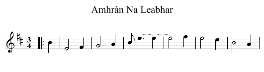 Amhrán Na Leabhar - staff notation