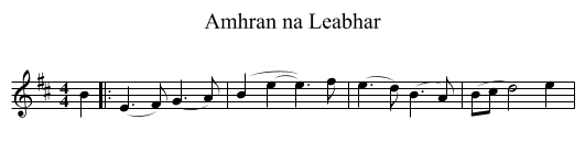 Amhran na Leabhar - staff notation