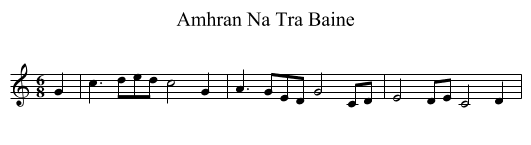 Amhran Na Tra Baine - staff notation