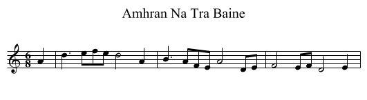 Amhran Na Tra Baine - staff notation
