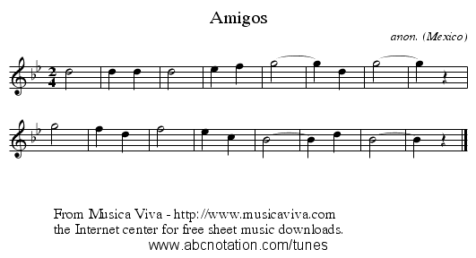 Amigos - staff notation