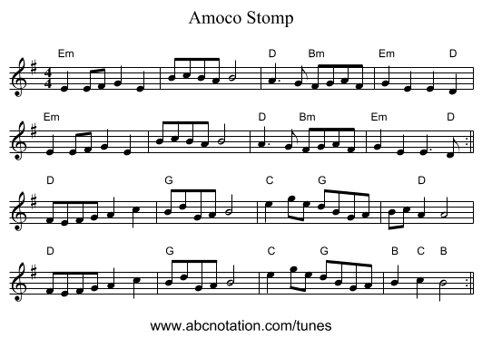Amoco Stomp - staff notation