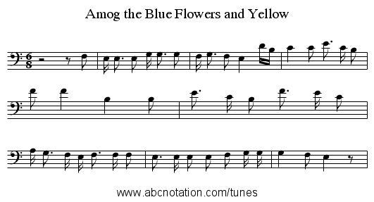 Amog the Blue Flowers and Yellow - staff notation