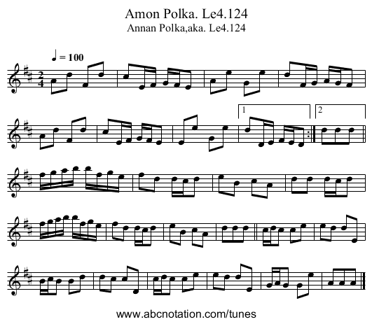 Amon Polka. Le4.124 - staff notation
