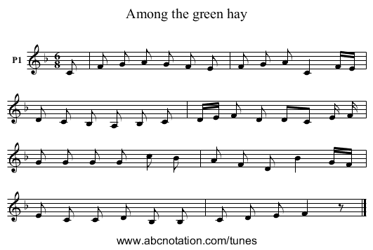 Among the green hay - staff notation