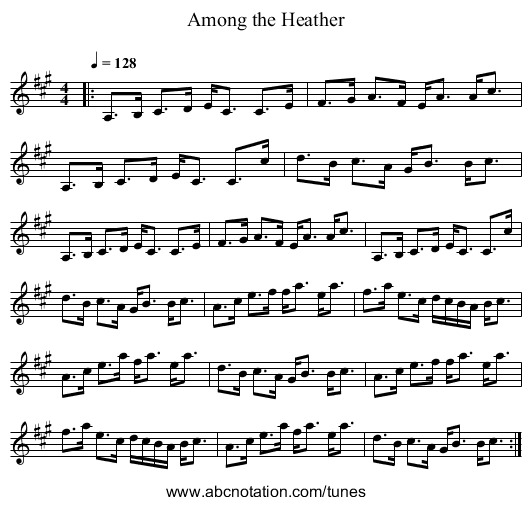 Among the Heather - staff notation