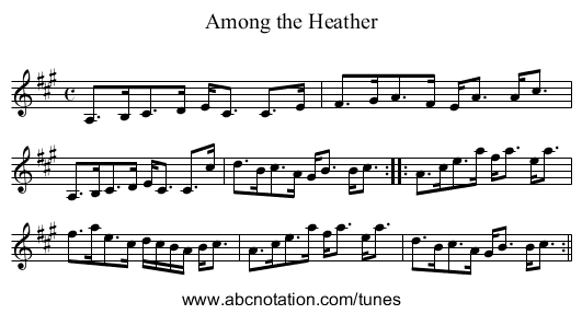 Among the Heather - staff notation