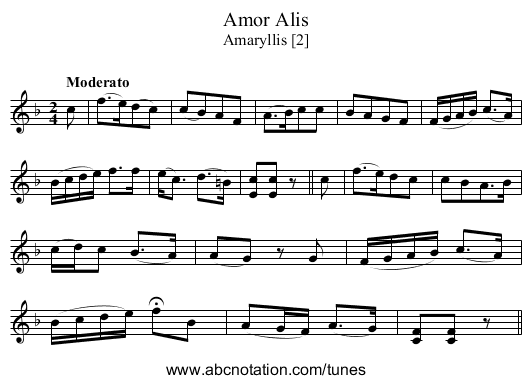 Amor Alis - staff notation