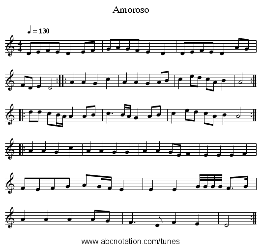 Amoroso - staff notation