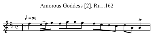 Amorous Goddess [2]. Ru1.162 - staff notation