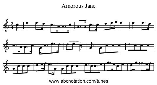 Amorous Jane - staff notation