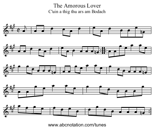 Amorous Lover, The - staff notation