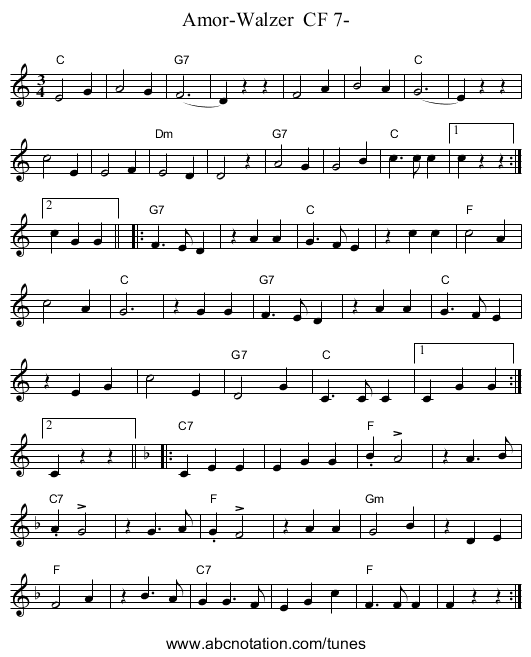 Amor-Walzer  CF 7- - staff notation