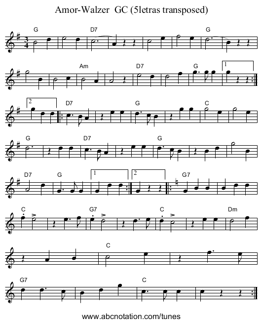 Amor-Walzer GC (5letras transposed) - staff notation