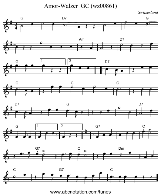 Amor-Walzer  GC (wz00861) - staff notation