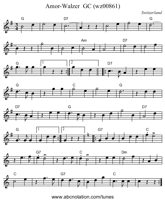 Amor-Walzer GC (wz00861) - staff notation