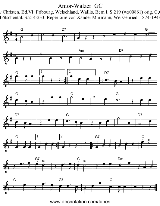 Amor-Walzer  GC - staff notation