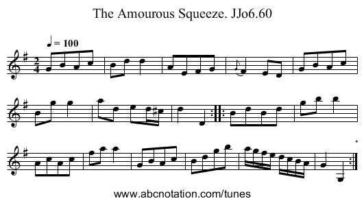 Amourous Squeeze. JJo6.60, The - staff notation