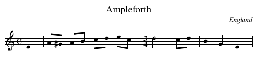 Ampleforth - staff notation