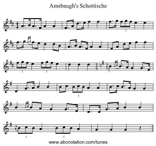 Amsbaugh's Schottische - staff notation