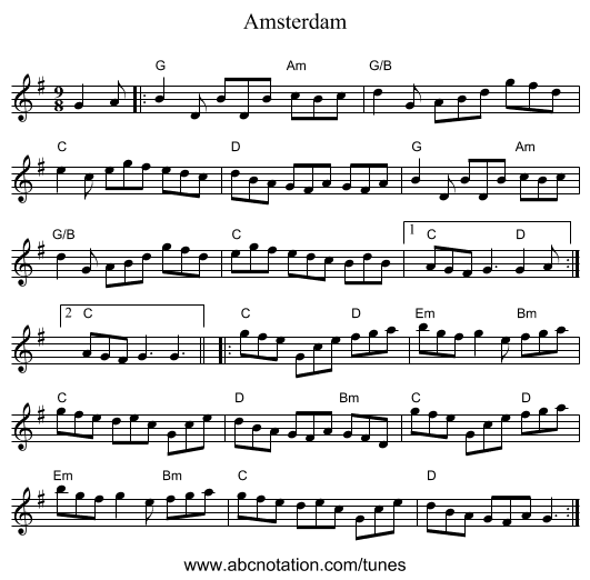 Amsterdam - staff notation