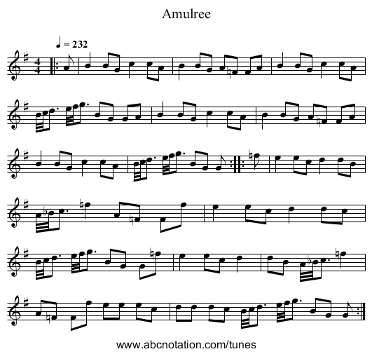 Amulree - staff notation