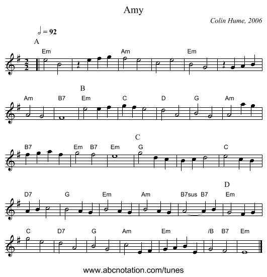 Amy - staff notation