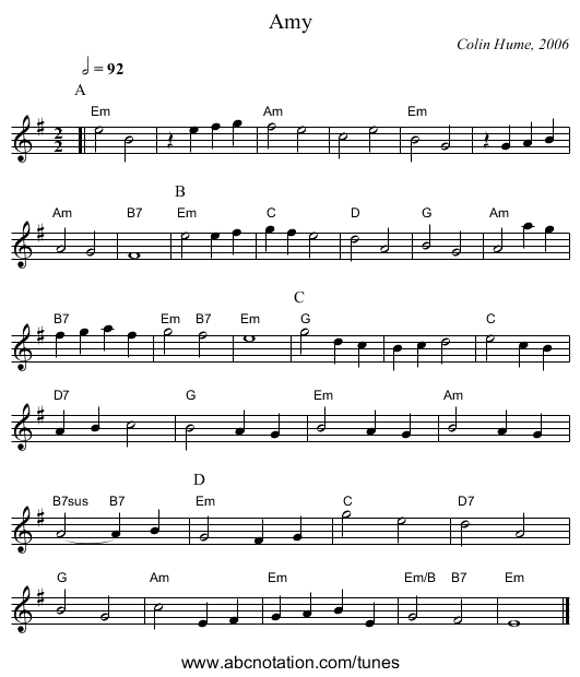 Amy - staff notation