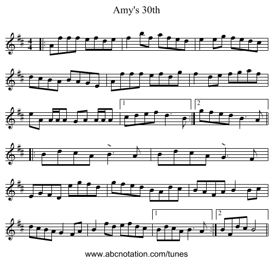 Amy's 30th - staff notation
