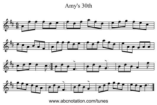 Amy's 30th - staff notation