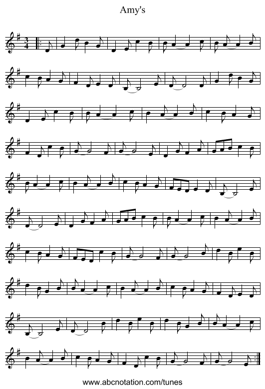 Amy's - staff notation