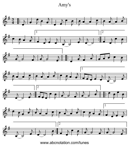 Amy's - staff notation