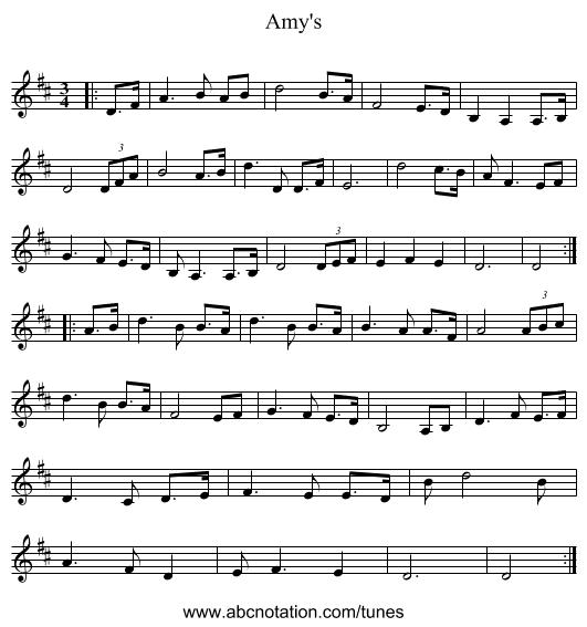 Amy's - staff notation