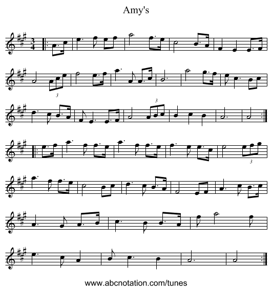 Amy's - staff notation