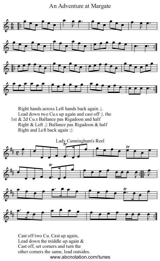 An Adventure at Margate - staff notation