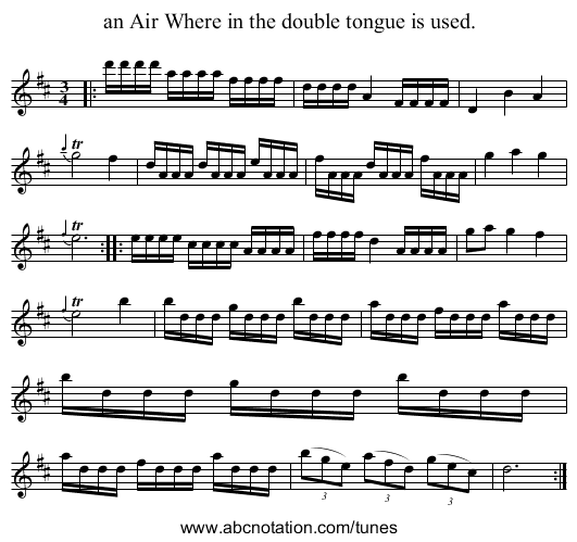 an Air Where in the double tongue is used. - staff notation