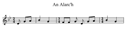 An Alarc'h - staff notation