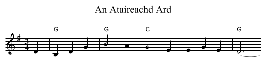 An Ataireachd Ard - staff notation