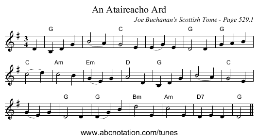An Ataireacho Ard - staff notation