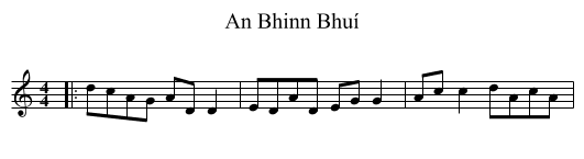 An Bhinn Bhuí - staff notation