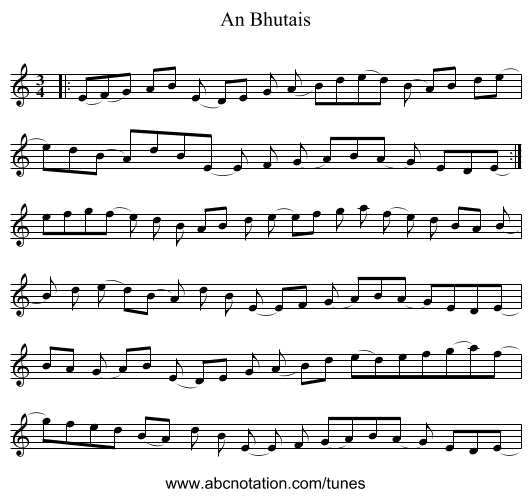 An Bhutais - staff notation
