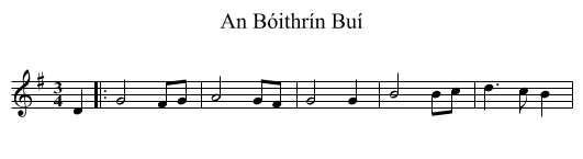 An Bóithrín Buí - staff notation