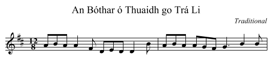 An Bóthar ó Thuaidh go Trá Li - staff notation