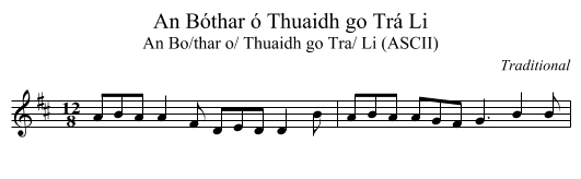 An Bóthar ó Thuaidh go Trá Li - staff notation