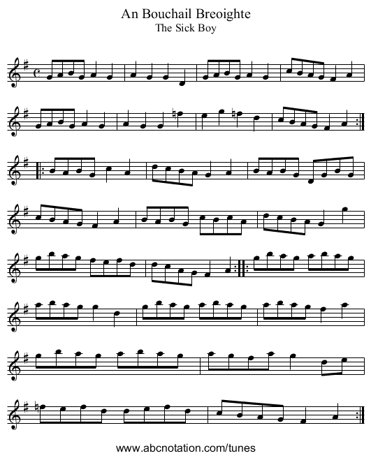 An Bouchail Breoighte - staff notation
