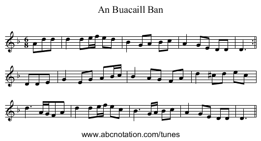 An Buacaill Ban - staff notation