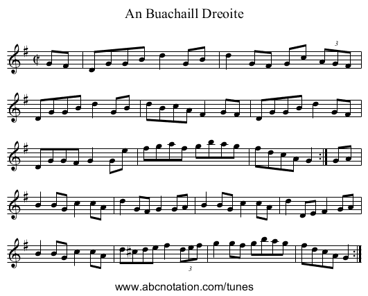 An Buachaill Dreoite - staff notation